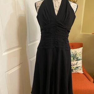Elegant Black Halter 100% Silk Dress